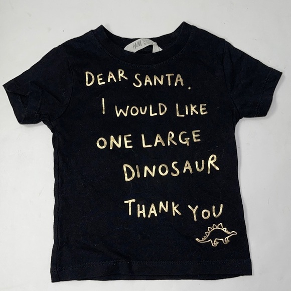 H&M CHRISTMAS BLACK T KIDS DINOSAUR SHIRT 1.5 -2 years old - Picture 1 of 7